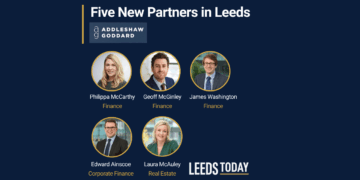 Addleshaw Goddard Leeds — five new partners promoted from the firm’s Sovereign Square office in 2026