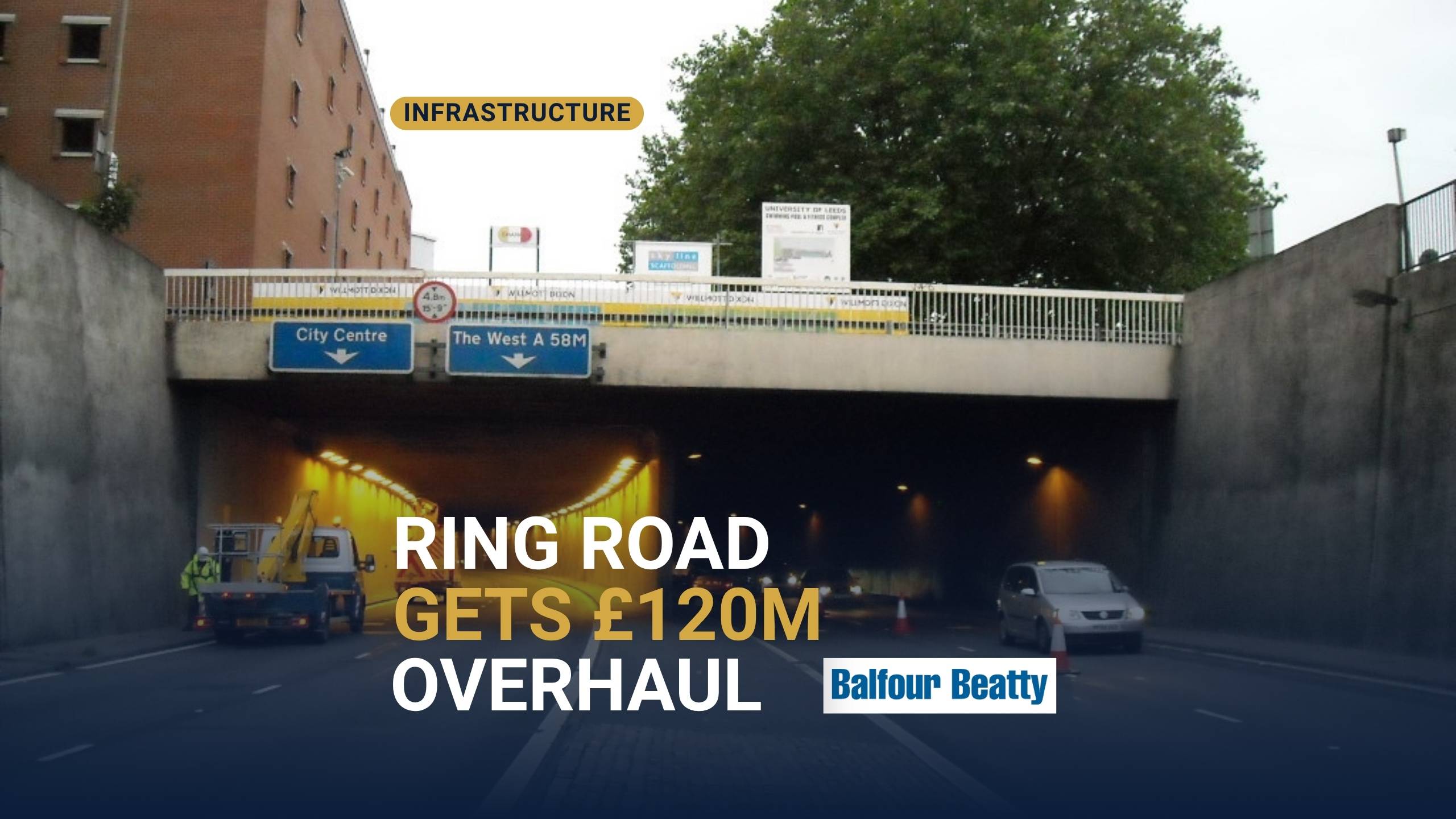 The Leeds Inner Ring Road at Woodhouse Tunnel, set for a £120m programme of works