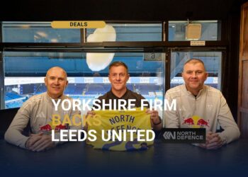 North Defence founder Oliver North with Leeds United legends Tony Dorigo and Dominic Matteo